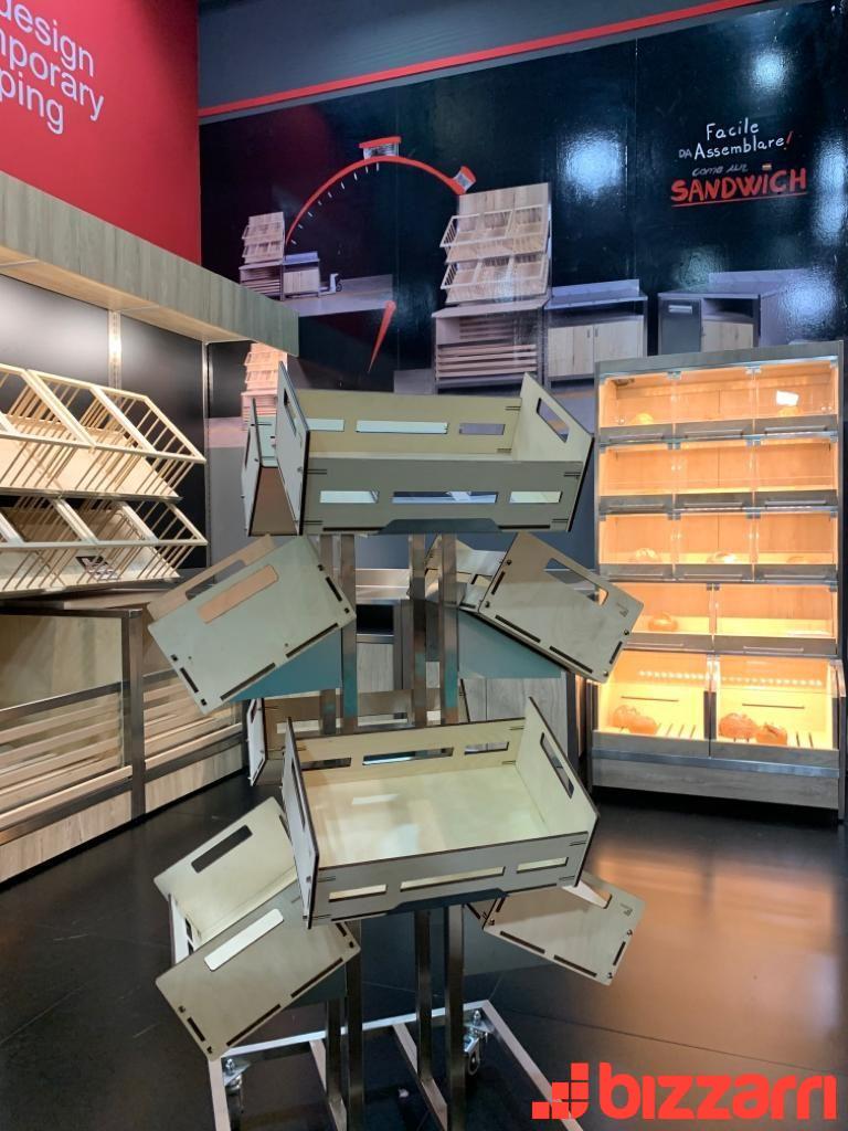 Espositore Ceste Legno Stand Bizzarri Host Milano Neutro Arredo Grande Distribuzione